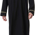 Traje de Hombre Musulmán árabe para Hombre de Manga Larga Abaya Kaftan Islámico Halloween disfraz