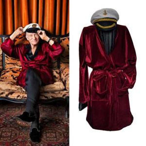 Disfraz de Halloween para hombres, chaqueta de bata de seda roja para adultos con accesorios de sombrero de capitán, DISFRAS DE Hugh Hefner, conejitas play boy