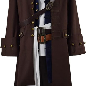 Disfraz de Jack Sparrow para adulto, disfraz de pirata de Jackie, Halloween, trajes de lujo para hombre, chaqueta de uniforme de aventura, conjunto completo