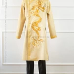 Ao Dai amarillo  para hombres, vestido largo tradicional vietnamita pintado a mano para hombres, culturas, halloween