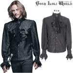 Camisa victoriana negra con encajes, Halloween, disfraz