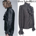 Camisa victoriana negra con encajes, Halloween, disfraz