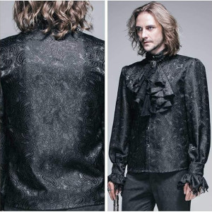 Camisa victoriana negra con encajes, Halloween, disfraz