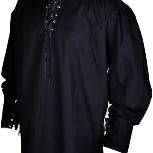 Camisa negra gotica, medieval, victoriana, disfraz, halloween