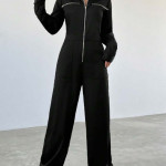 Enterizo negro con zipper frontal, disfraz, halloween, adulto