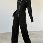 Enterizo negro con zipper frontal, disfraz, halloween, adulto