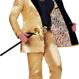 Traje dorado de hombre, millonario, disfraz, halloween