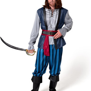 Disfraz pirata azul para hombre, Halloween, cuento, fantasía