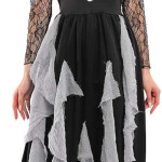 Disfraz de esqueleto para mujer, Disfraz de catrina, vestido de mujer, vestido negro, Halloween