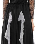 Disfraz de esqueleto para mujer, Disfraz de catrina, vestido de mujer, vestido negro, Halloween